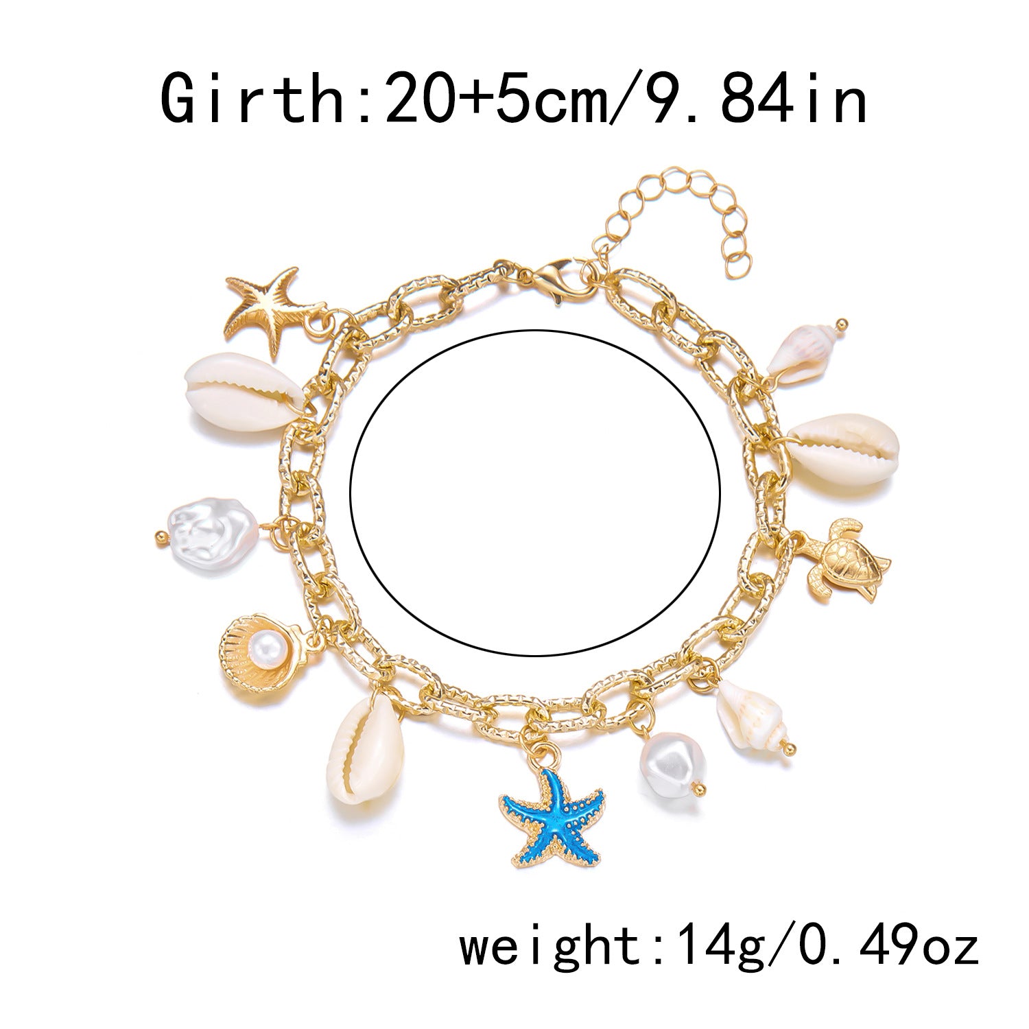 Wholesale Starfish shell conch pearl bracelet anklet set summer